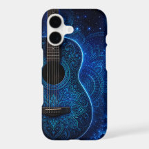 Leuchtend blaue himmlische Mandala-Akustikgitarre
