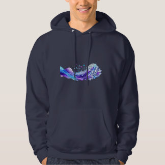 Leuchtend blaue lila futuristische Netzwerk Wellen Hoodie