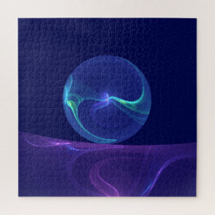 Leuchtend Blaue Violette Traum Abstrakt Fraktal Ku Puzzle