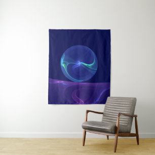 Leuchtend Blaue Violette Traum Abstrakt Fraktal Ku Wandteppich