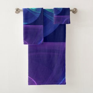 Leuchtend blaue violette Traum-Abstrakte Fraktal-K Badhandtuch Set