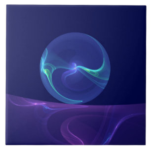 Leuchtend blaue violette Traum-Abstrakte Fraktal-K Fliese
