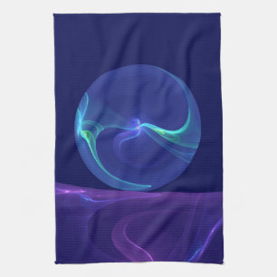 Leuchtend blaue violette Traum-Abstrakte Fraktal-K Geschirrtuch