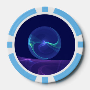 Leuchtend blaue violette Traum-Abstrakte Fraktal-K Pokerchips