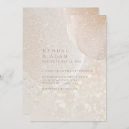 Leuchtend Blush Pink Fawn Crystal Shimmer Hochzeit Einladung