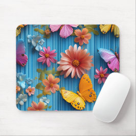 LEUCHTEND BUNTE BLUMEN UND SCHMETTERLINGE MOUSEPAD