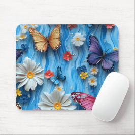 LEUCHTEND BUNTE BLUMEN UND SCHMETTERLINGE MOUSEPAD