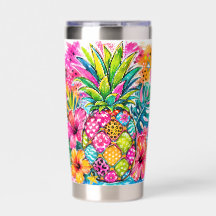 LEUCHTEND BUNTE TROPISCHE BLUMEN & ANANAS