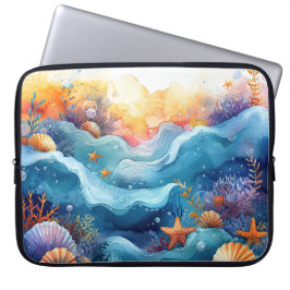 LEUCHTEND BUNTE UNTERWASSERSZENE MIT MEERESSCHNECK LAPTOPSCHUTZHÜLLE