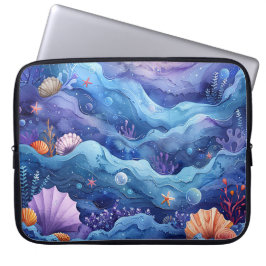LEUCHTEND BUNTE UNTERWASSERSZENE MIT MEERESSCHNECK LAPTOPSCHUTZHÜLLE
