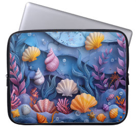 LEUCHTEND BUNTE UNTERWASSERSZENE MIT MEERESSCHNECK LAPTOPSCHUTZHÜLLE