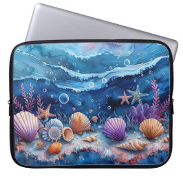 LEUCHTEND BUNTE UNTERWASSERSZENE MIT MEERESSCHNECK LAPTOPSCHUTZHÜLLE