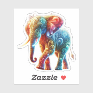 leuchtend farbiger Elefant Aufkleber