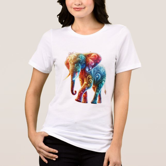 leuchtend farbiger Elefant Tri-Blend Shirt (Vorderseite)