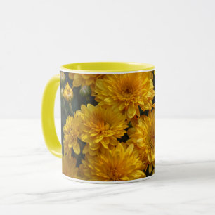 Leuchtend gelbe Chrysanthemen-Blumen Blumen-Tasse Tasse