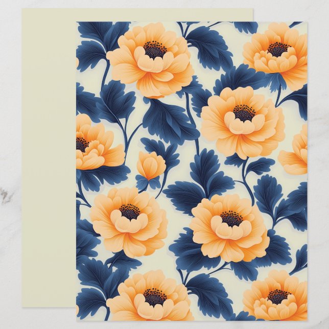 Leuchtend Gelbe Pfingstrosen-Blumen Scrapbook-Papi (Vorne/Hinten)