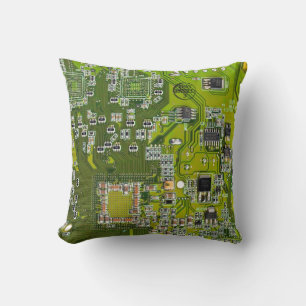 Leuchtend grüne Computergehäuse Kissen