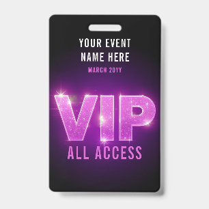 Leuchtend neon-pink/lila VIP All-Access-Event Ausweis