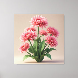 Leuchtend rosa Chrysanthemenstrauß Leinwanddruck