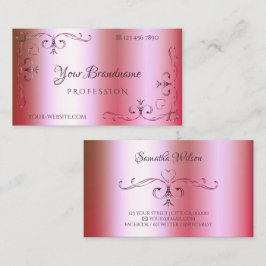 leuchtend rosa und grün glänzende Ornamentik Verzi Visitenkarte
