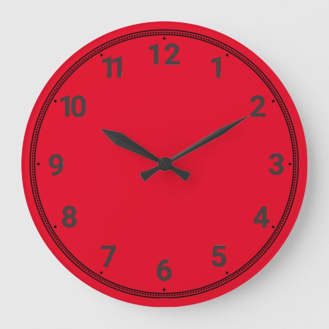 Leuchtend Rot Große Wanduhr (Vorderseite)
