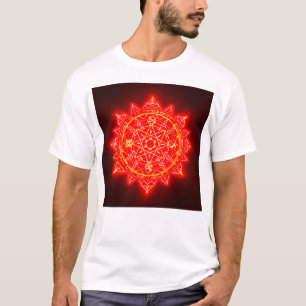 Leuchtend roter magischer Kreis mit mystischen Sym T-Shirt