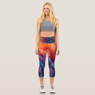 Leuchtende Abstrakte Gewebepapierschichten Capri Leggings
