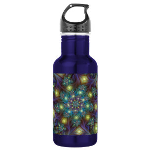 Leuchtende abstrakte glänzende Türkis-Purple-Frakt Edelstahlflasche