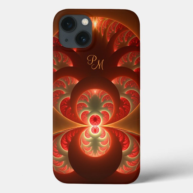 Leuchtende Abstrakte Orange Red Fraktal Initials Case-Mate iPhone Hülle (Rückseite)