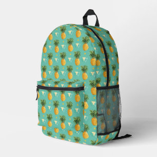 Leuchtende Ananas auf geometrischem Muster Bedruckter Rucksack