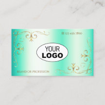 Leuchtende Aquamarine Gold Verziert Corner Border 