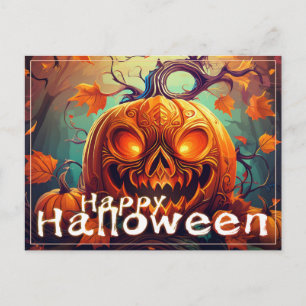 Leuchtende Augen Jack-o-Lantern Halloween-Kunst Feiertagspostkarte