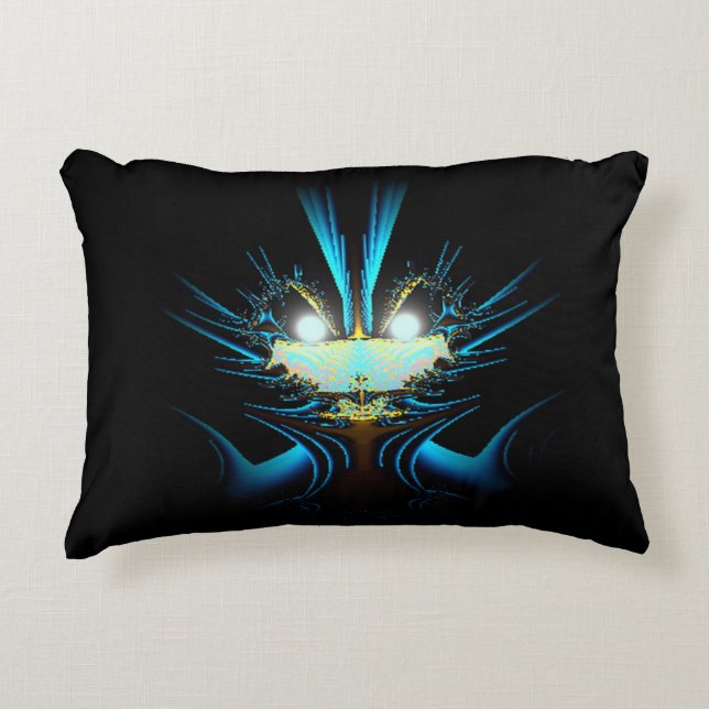 Leuchtende Augen Leuchtende blaue Kreatur Dekokissen (Vorderseite)