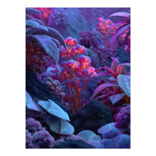 Leuchtende Außerirdische Flora Felsen Fotodruck