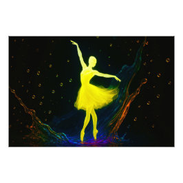 Leuchtende Ballerina in Farbiger Wassersymphonie Fotodruck