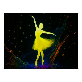Leuchtende Ballerina in Farbiger Wassersymphonie Poster