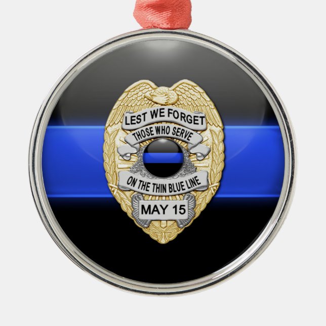 Leuchtende blaue Linie - Schaltfläche und Abzeiche Silbernes Ornament (Vorne)