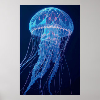 Leuchtende Blaue Qualle, leuchtender Ozeangeist Poster