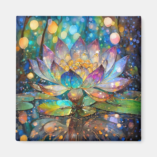 Leuchtende blühende Lotusblume Magnet (Vorne)