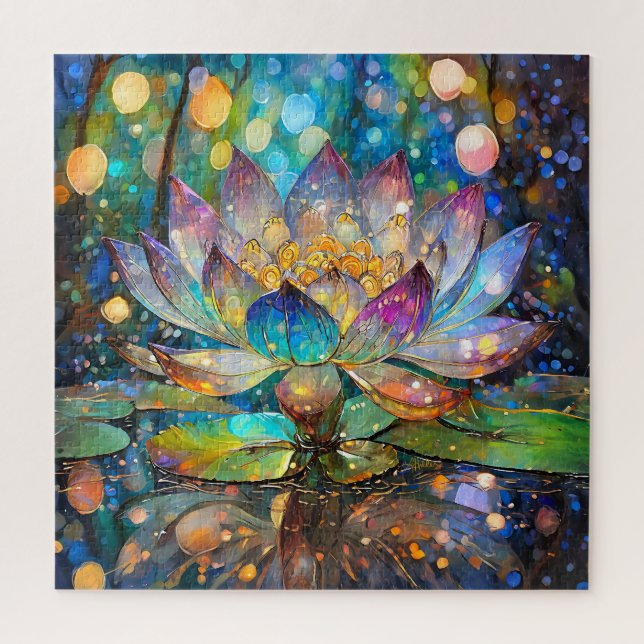 Leuchtende blühende Lotusblume Puzzle (Vertikal)