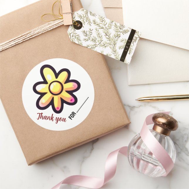 Leuchtende Blume Danke Runder Aufkleber (Schenken)