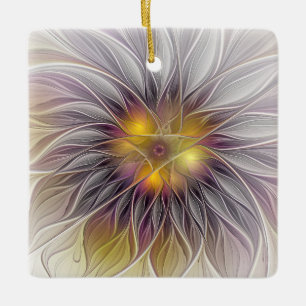 Leuchtende Bunte Blume, Abstrakte Moderne Fraktal Keramikornament