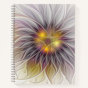 Leuchtende Bunte Blume, Abstrakte Moderne Fraktale Notizbuch