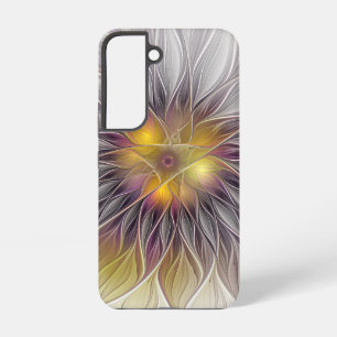 Leuchtende Bunte Blume, Abstrakte Moderne Fraktale Samsung Galaxy Hülle