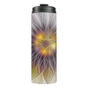 Leuchtende Bunte Blume, Abstrakte Moderne Fraktale Thermosbecher
