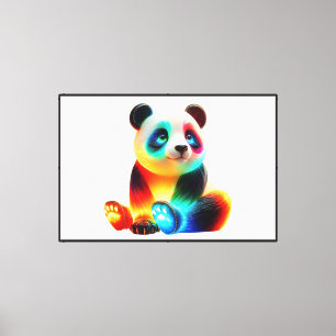 Leuchtende Bunte Panda-Kunst – Süßer Neonlicht-Pan Leinwanddruck
