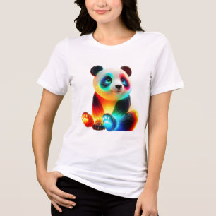 Leuchtende Bunte Panda-Kunst – Süßer Neonlicht-Pan Tri-Blend Shirt