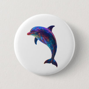 Leuchtende Delfin-Kunst  Button