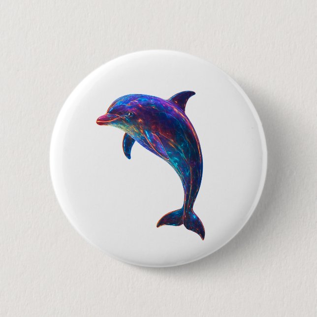 Leuchtende Delfin-Kunst  Button (Vorderseite)