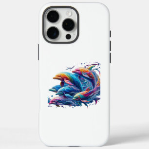 Leuchtende Delfin-Kunst iPhone 16 Pro Max Hülle